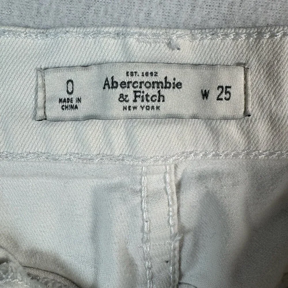 Abercrombie and Fitch Shorts Womens 25 White Cut Off Mid Rise Button Fly
